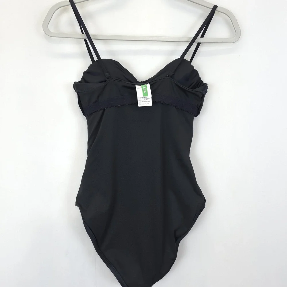 J Crew Swimsuit Womens Size 2 Black One Piece Ruched‎ Bust Recycled Lined BR018